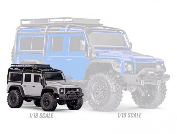 Traxxas TRX-4M 1/18 Land Rover Defender Crawler Hõbedane RTR - 2S LiPo/USB Charger
