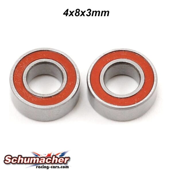4x8x3mm Kuullaager 2RS Punane (2) Schumacher