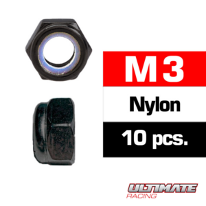 Nuts M3 Nylon Black (10) (UR165300) Ultimate Racing