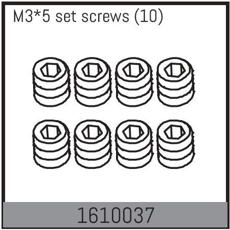 Absima 1610037 Set Screws M3x5mm (10) 1 Absima 1610037 Set Screws M3x5mm (10)