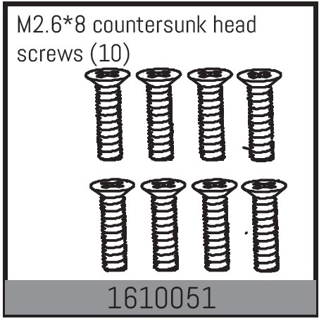 Absima 1610051 Screws M2.6x8mm FH PH (10) 1 Absima 1610051 Screws M2.6x8mm FH PH (10)