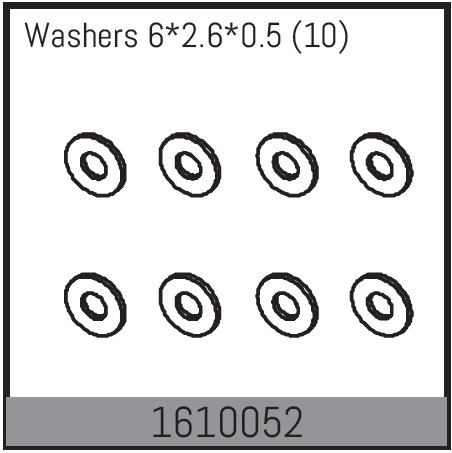 Absima 1610052 Washer 2.6x6x0.5mm (10) 1 Absima 1610052 Washer 2.6x6x0.5mm (10)
