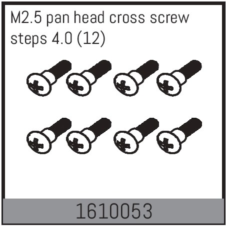Absima 1610053 Screws M2.5 Pan Head Cross Steps 4.0 (12) 1 Absima 1610053 Screws M2.5 Pan Head Cross Steps 4.0 (12)