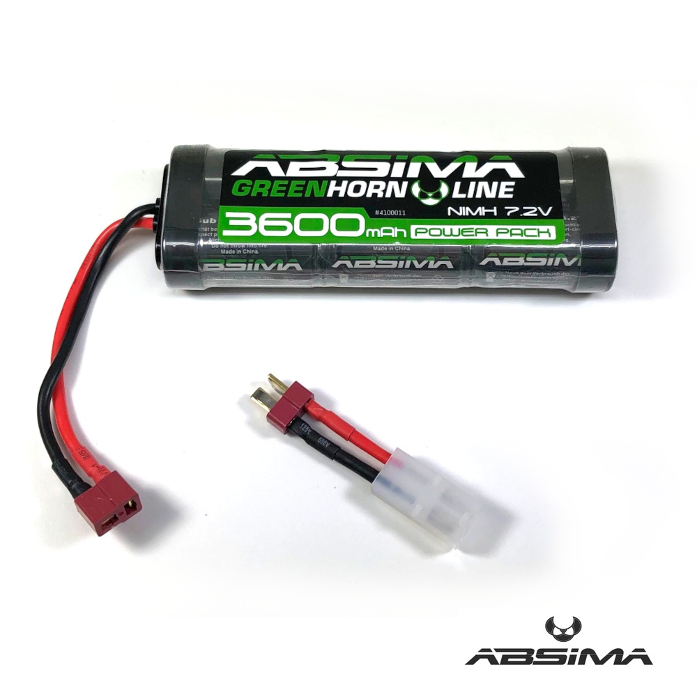 Absima 3600mAh 7.2V 6C NiMh aku (T-plug,Tamiya) 1 Absima 3600mAh 7.2V 6C NiMh Battery (T-plug,Tamiya)
