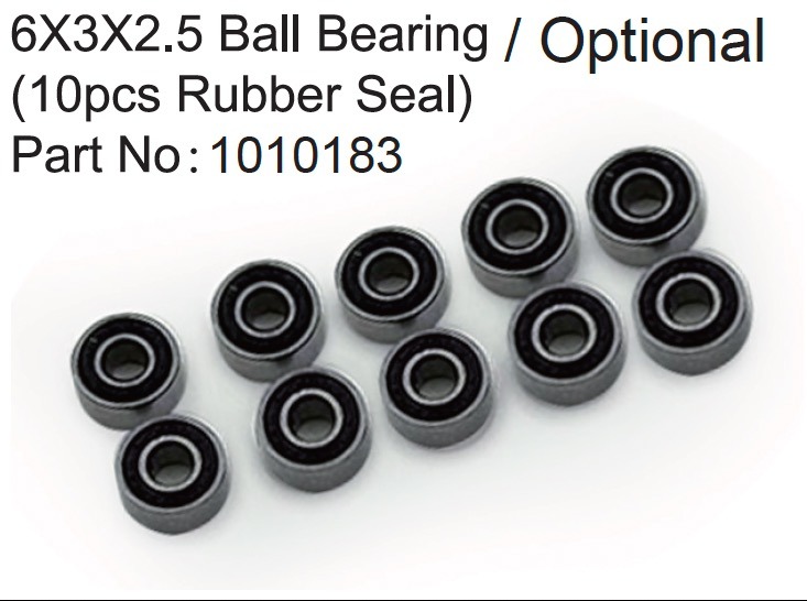 Absima 3x6x2.5 Kuullaager 2RS (10) 1 Absima 3x6x2.5mm Ball Bearing "RS (10)