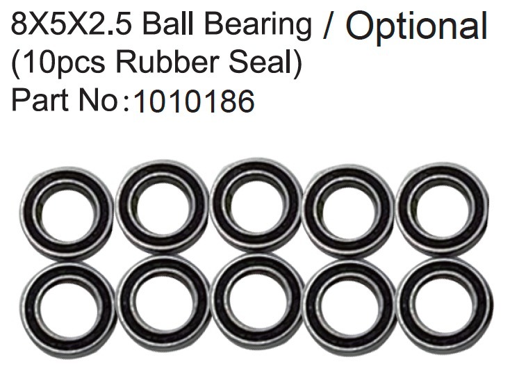 Absima 5x8x2.5mm Ball Bearing 2RS (10) 1 Absima 5x8x2.5mm Ball Bearing 2RS (10)