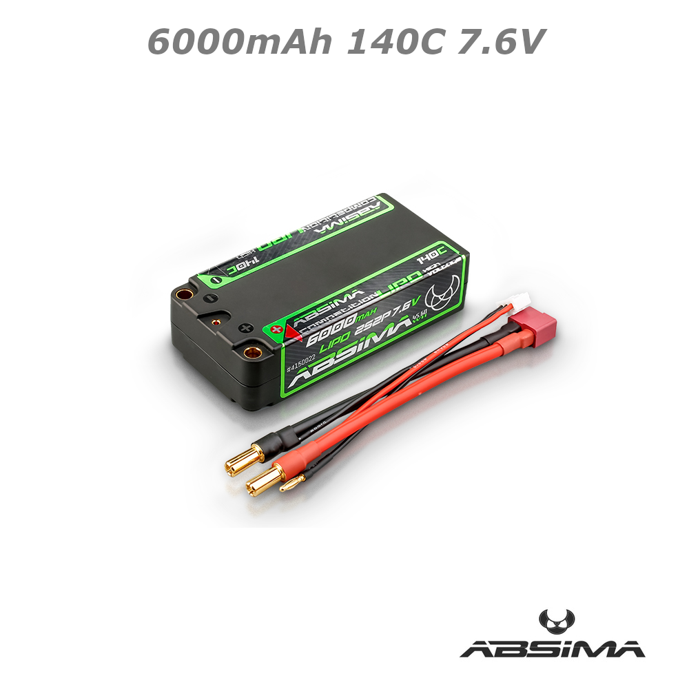 Absima 6000mAh 140C 7.6V LiPo 2S Aku Shorty (5mm) #4150022 2 Absima 6000mAh 140C 7.6V LiPo 2S Aku Shorty (5mm) #4150022