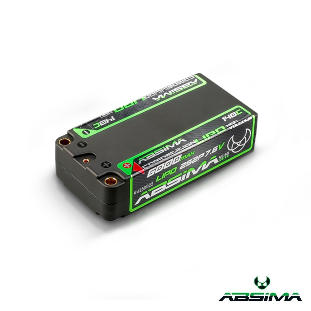 Absima 6000mAh 140C 7.6V LiPo 2S Aku Shorty (5mm) #4150022 1 Absima 6000mAh 140C 7.6V LiPo 2S Battery Shorty (5mm) #4150022