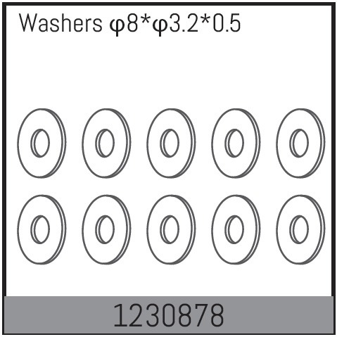 Absima 8*3.2*0.5 Washers (10) 1 Absima 8*3.2*0.5 Washers (10)