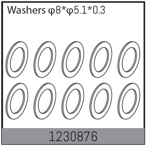 Absima 8*5.1*0.3 Washers (10) 1 Absima 8*5.1*0.3 Washers (10)