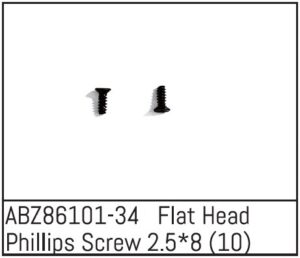 Absima ABZ86101-34 Flat Head Phillips Screw 2.5*8 - Mini AMT (10)
