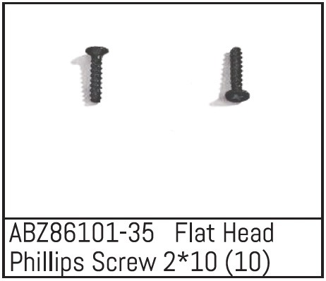 Absima ABZ86101-35 Flat Head Phillips Screw 2*10 - Mini AMT (10) 1 Absima ABZ86101-35 Flat Head Phillips Screw 2*10 - Mini AMT (10)