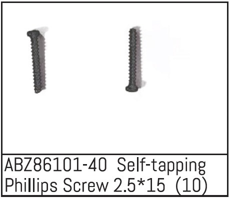 Absima ABZ86101-40 Self-tapping Phillips Screw 2.5*15 - Mini AMT (10) 1 Absima ABZ86101-40 Self-tapping Phillips Screw 2.5*15 - Mini AMT (10)