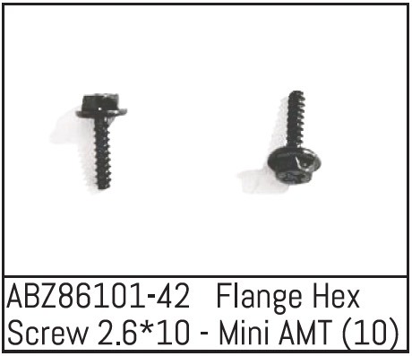 Absima ABZ86101-42 Flange Hex Screw 2.6*10 - Mini AMT (10) 1 Absima ABZ86101-42 Flange Hex Screw 2.6*10 - Mini AMT (10)