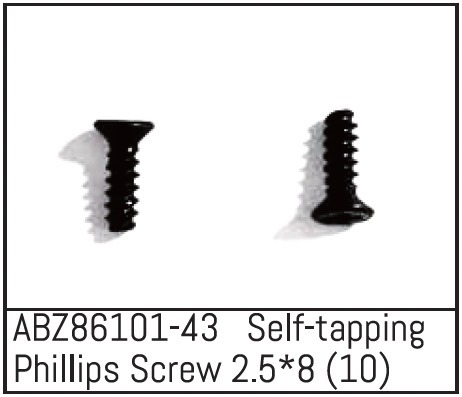 Absima ABZ86101-43 Self-tapping Phillips Screw 2.5*8 - Mini AMT (10) 1 Absima ABZ86101-43 Self-tapping Phillips Screw 2.5*8 - Mini AMT (10)