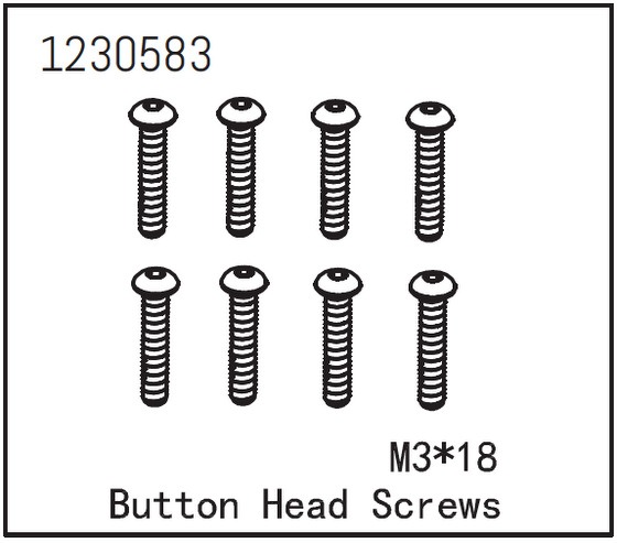 Absima Button Head Screw M3*18 (8) 1 Absima Button Head Screw M3*18 (8)