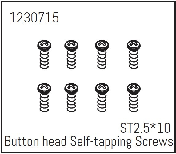 Absima Button head Self-tapping screws ST2.5*10 (8) - Khamba 1 Absima Button head Self-tapping screws ST2.5*10 (8) - Khamba