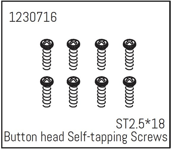 Absima Button head Self-tapping screws ST2.5*18 (8) - Khamba 1 Absima Button head Self-tapping screws ST2.5*18 (8) - Khamba