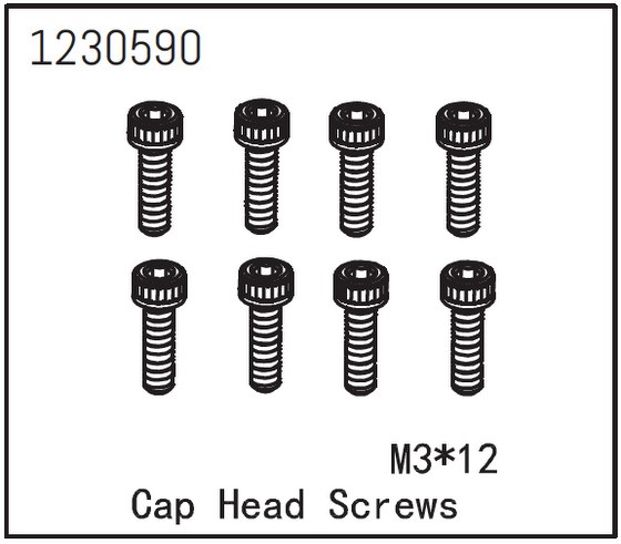 Absima Zylinderkopfschraube M3×12 (8) 1 Absima Cap Head Screw M3*12 (8)