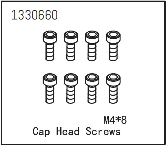 Absima Cap Head Screws M4*8 (8) 1 Absima Cap Head Screws M4*8 (8)
