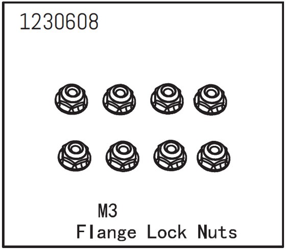 Absima Flansch-Stoppmutter M3 (8) 1 Absima Flange Lock Nut M3 (8)