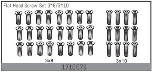 Absima Flat Head Screw Set 3*8/3*10