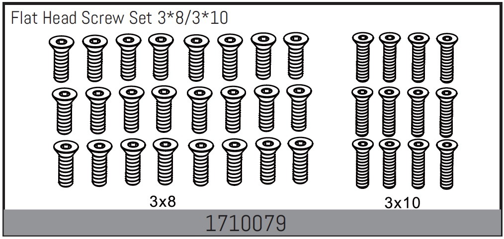Absima Flat Head Screw Set 3*8/3*10 1 Absima Flat Head Screw Set 3*8/3*10