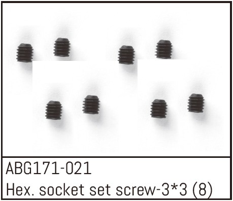 Absima Hex. Socket Set Screw M3*3 (8) 1 Absima Hex. Socket Set Screw M3*3 (8)
