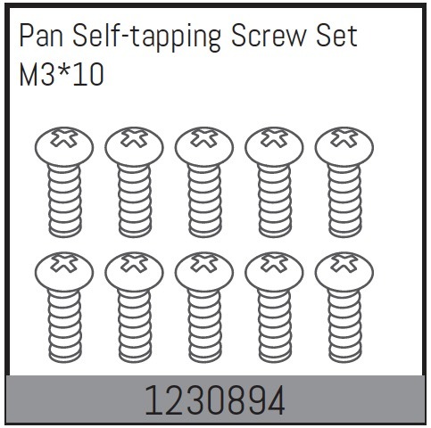 Absima M3*10 Pan self-tapping Screw Set (10) 1 Absima M3*10 Pan self-tapping Screw Set (10)
