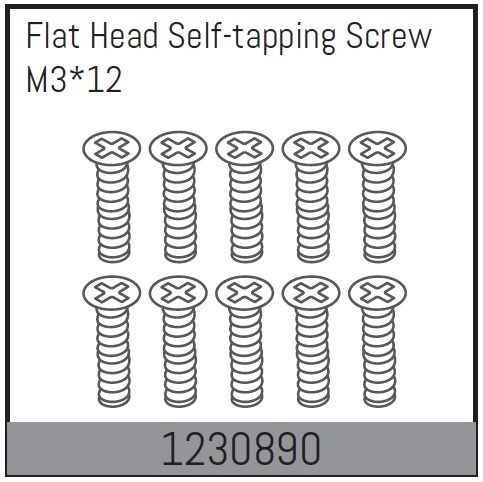 Absima M3*12 Flat Head Self-tapping Screw Set (10) 1 Absima M3*12 Flat Head Self-tapping Screw Set (10)
