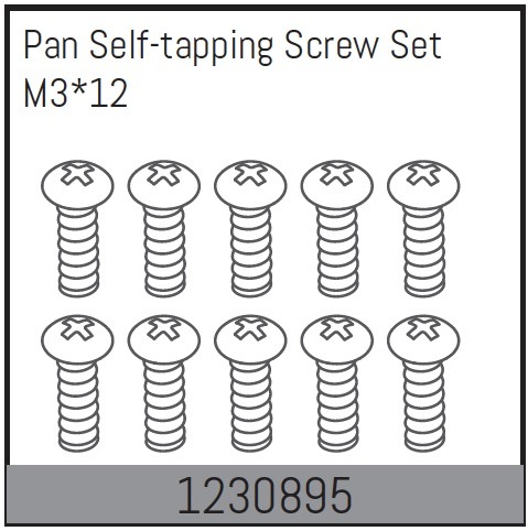 Absima M3*12 Pan self-tapping Screw Set (10) 1 Absima M3*12 Pan self-tapping Screw Set (10)