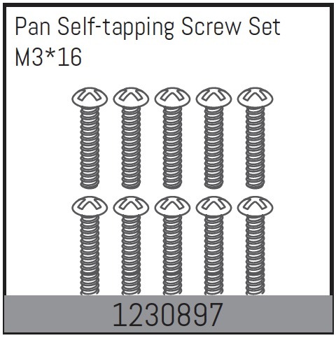 Absima M3*16 Pan self-tapping Screw Set (10) 1 Absima M3*16 Pan self-tapping Screw Set (10)