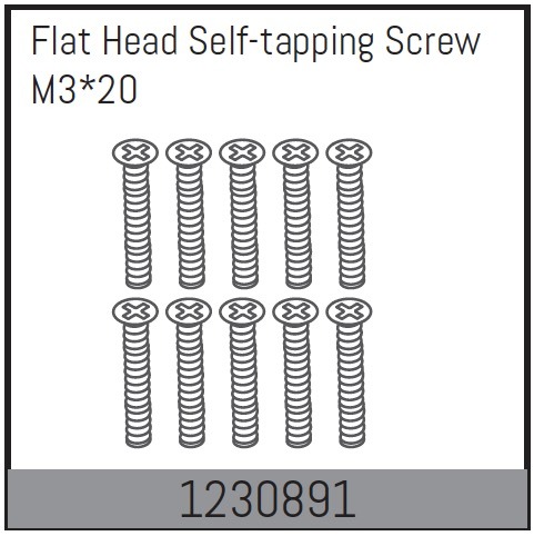 Absima M3*20 Flat Head Self-tapping Screw Set (10) 1 Absima M3*20 Flat Head Self-tapping Screw Set (10)