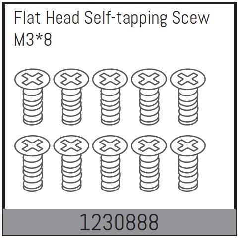 Absima M3*8 Flat Head Self-tapping Screw Set (10) 1 Absima M3*8 Flat Head Self-tapping Screw Set (10)