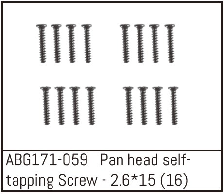Absima Pan Head Screw M2.6*15 (16) 1 Absima Pan Head Screw M2.6*15 (16)