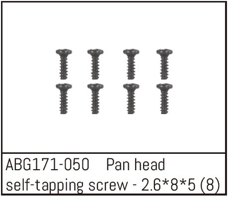 Absima Linsenkopf-Blechschraube M2.6*8*5 (8) 1 Absima Pan Head Self-tapping Screw M2.6*8*5 (8)