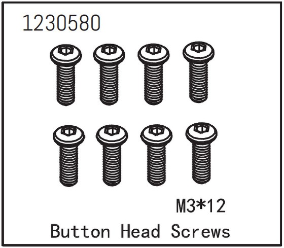Absima Screw BH M3x12mm (8) #1230580 1 Absima Screw BH M3x12mm (8) #1230580