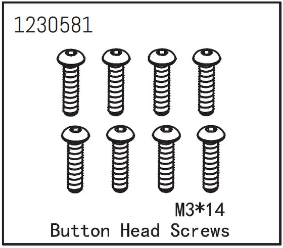 Absima Screw BH M3x14mm (8) #1230581 1 Absima Screw BH M3x14mm (8) #1230581