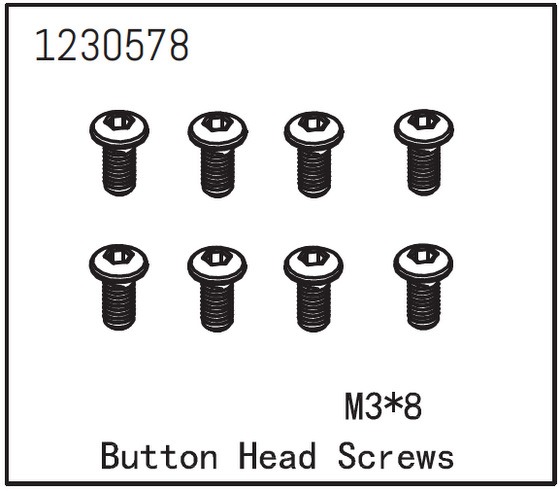 Absima Screw BH M3x8mm (8) #1230578 1 Absima Screw BH M3x8mm (8) #1230578
