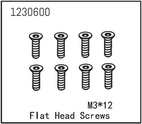 Absima Screw FH M3x12mm (8) #1230600 1 Absima Screw FH M3x12mm (8) #1230600