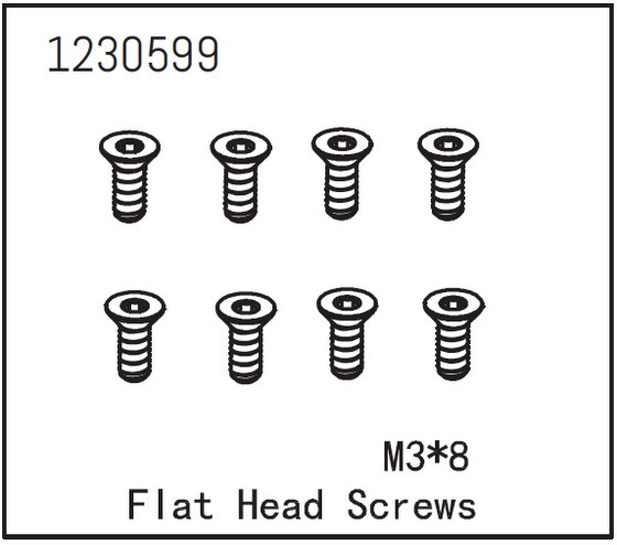 Absima Senkkopfschraube Innensechskant M3x8 mm (8) #1230599 1 Absima Screw FH M3x8mm (8) #1230599