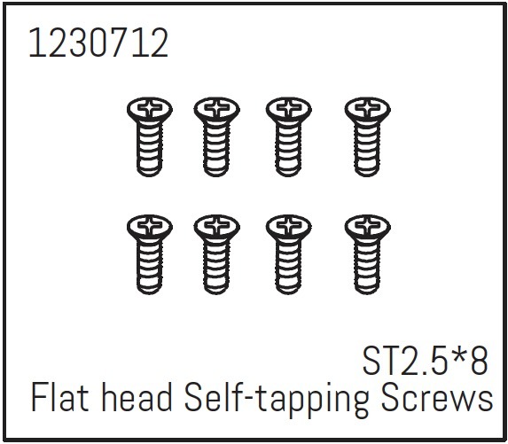 Absima Screw Self-tapping FH ST2.5*8 (8) #1230712 1 Absima Screw Self-tapping FH ST2.5*8 (8) #1230712