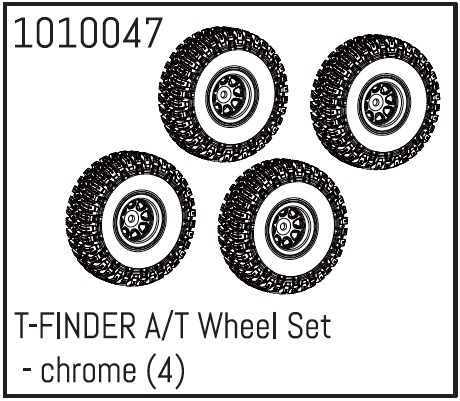Absima T-FINDER A/T -vanteet - kromi (4 kpl) 1 Absima T-FINDER A/T Wheel Set - chrome (4)