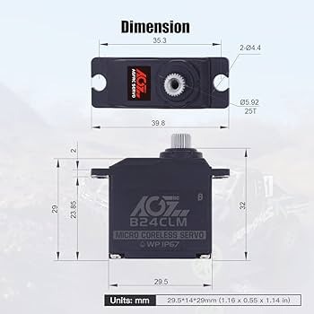 AGFRC B24CLM (6kg/0.085s/8.4v) High Speed Coreless Mini Servo 2 AGFRC B24CLM (6kg/0.085s/8.4v) High Speed Coreless Mini Servo