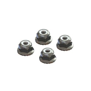 Arrma RC 7Mm Flanged Nyloc Locknut, Silver (4) ARAC9699