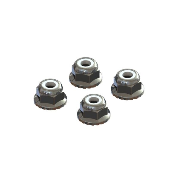 Arrma RC 7Mm Flanged Nyloc Locknut, Silver (4) ARAC9699