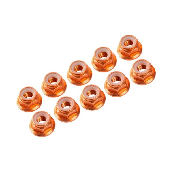 Nuts M3 Nylon Flanged (10) (UR1503) Ultimate Racing Orange