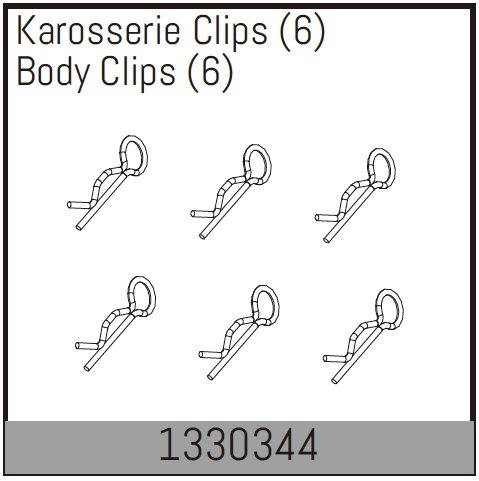 Kere klipid (6) - Absima 1330344 1 Body Clips (6) - Absima 1330344