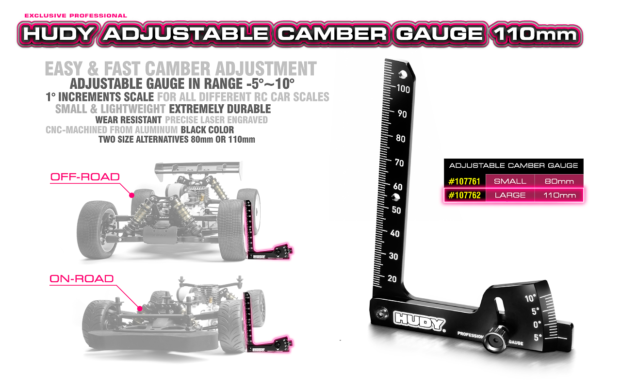 Camber Gauge Adjustable 110mm (107762) HUDY 3 Camber Gauge Adjustable 110mm (107762) HUDY