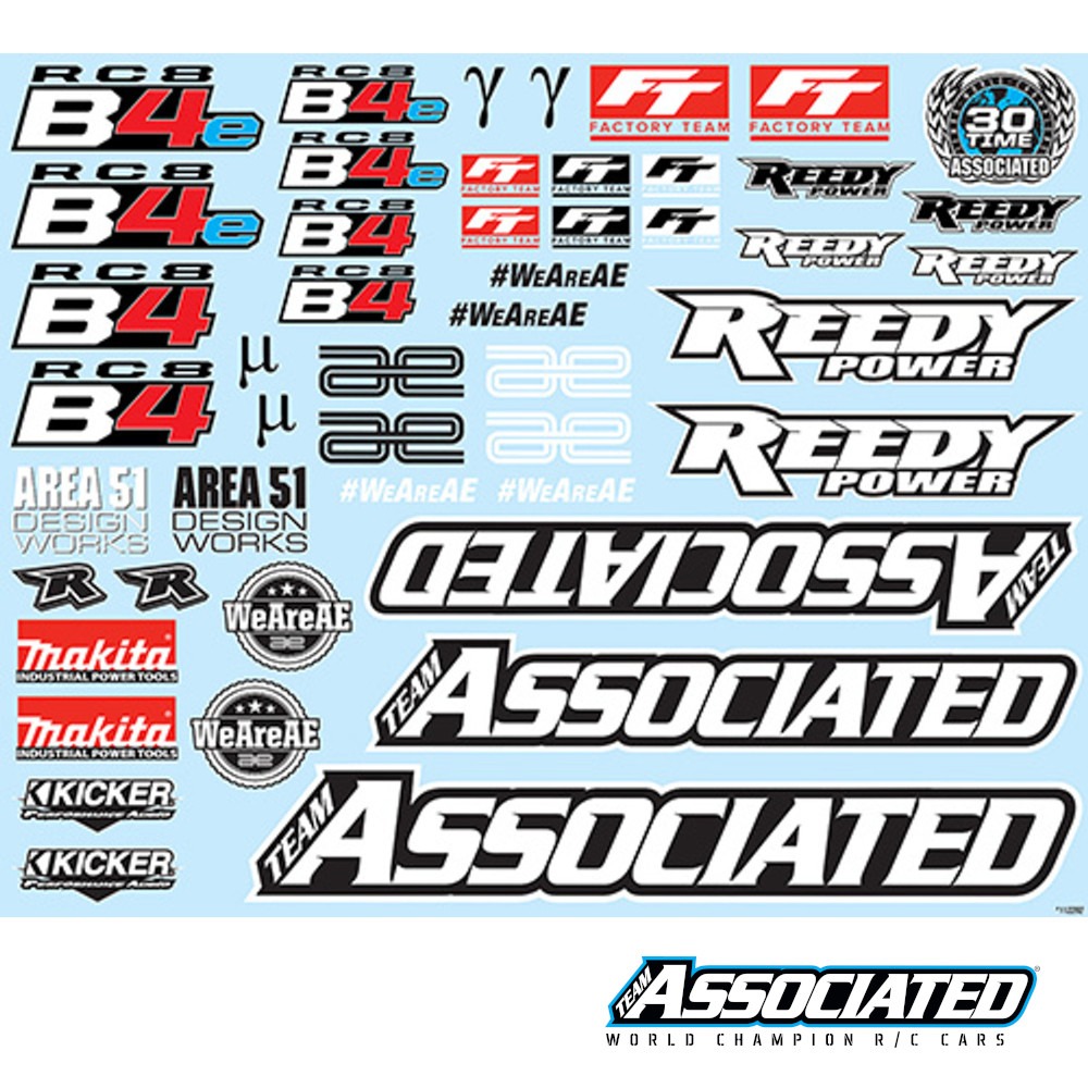 Decal Sheet RC8B4 (81588) Team Associated 1 Decal Sheet RC8B4 (81588) Team Associated
